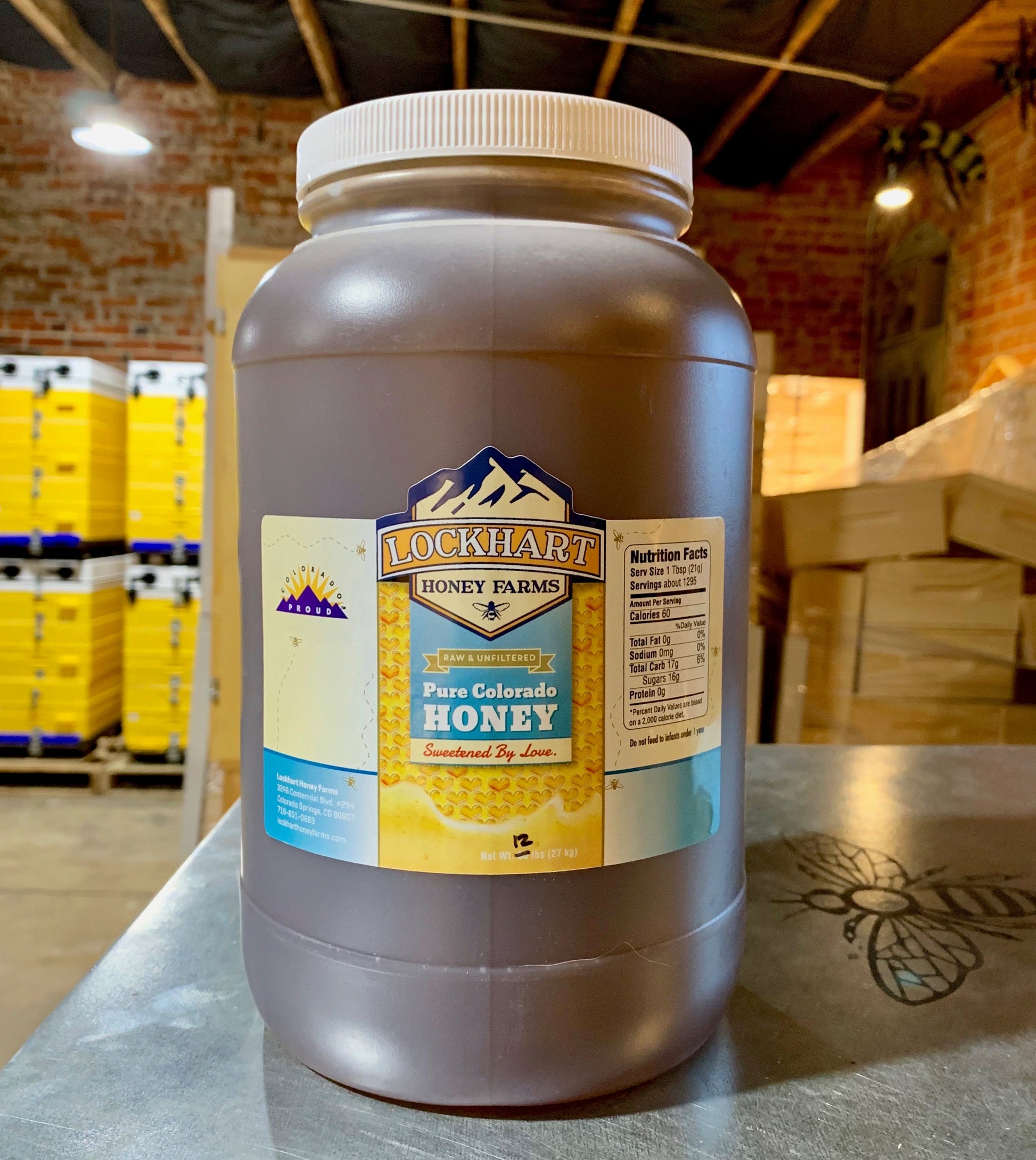 1 gallon honey jug from Lockhart Honey Farms